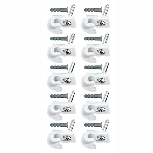 BE-TOOL 10 PCS Wire Shelf Clips, Down Wall Clips with Screws & Anchors - Plastic Heavy Duty Wall Clips for Closet Shelf Brackets, Wire Shelving Accessories