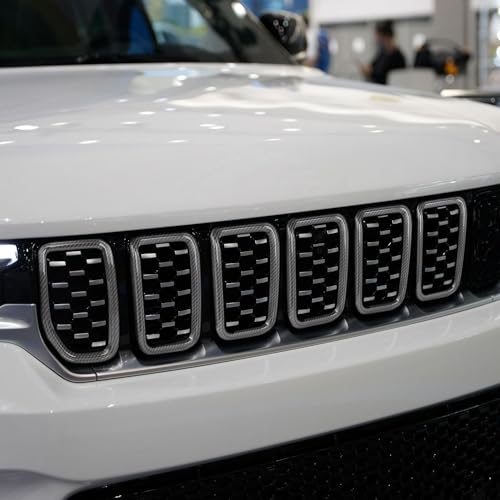 Image of Carbon Fiber Grill Inserts for 2021+ Jeep Grand Cherokee Grill Cover Trim Accessories (7PCS)
