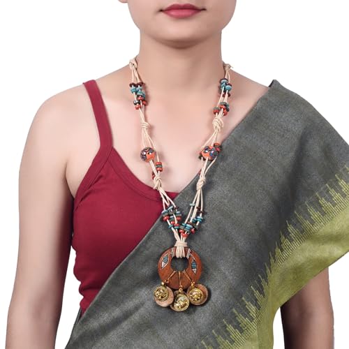 Image of AAKRITI ART CREATIONS Boho & Tribal Handcrafted Ethnic Necklace Collection | Multicolour Pendants, Mandala, Lotus & Dreamcatcher Designs | Artisan Lariat, Collar & Statement Jewelry for Women