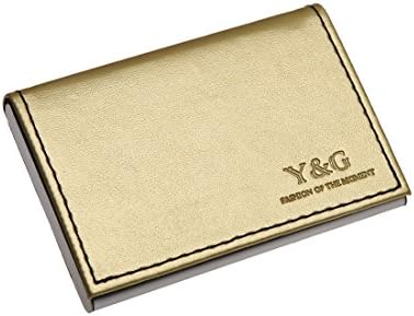 Y&G YDC05A13 Light Gold Black Business Dad Leather Card Holder Holidays Business Card Cases With Gift Box