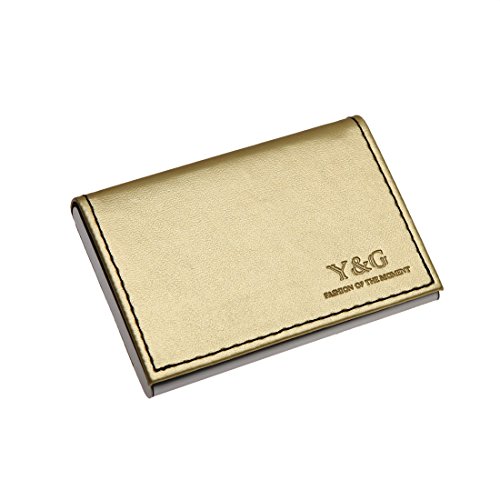 Y&G Ydc05A13 Light Gold Black Business Dad Leather Card Holder Holidays Business Card Cases With Gift Box #TOP2