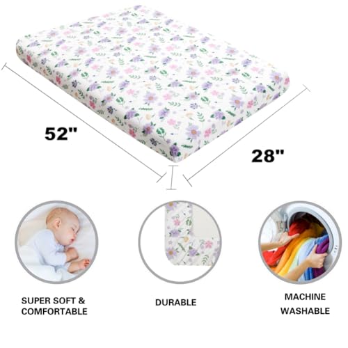 Image of 4 Pack Butterfly Baby Crib Sheets for Baby Girls Purple Crib Fitted Sheets for Standard Size Crib and Toddler Mattress Soft and Breathable (Crib)