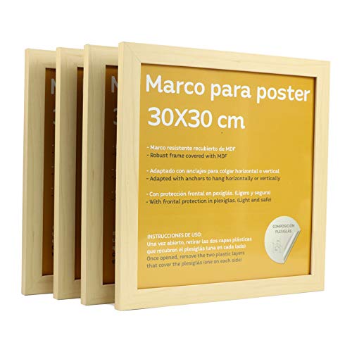 Nacnic Set of 4 Robust Square photo frame to protect and display photos, diplomas, billboards, posters - Image 2