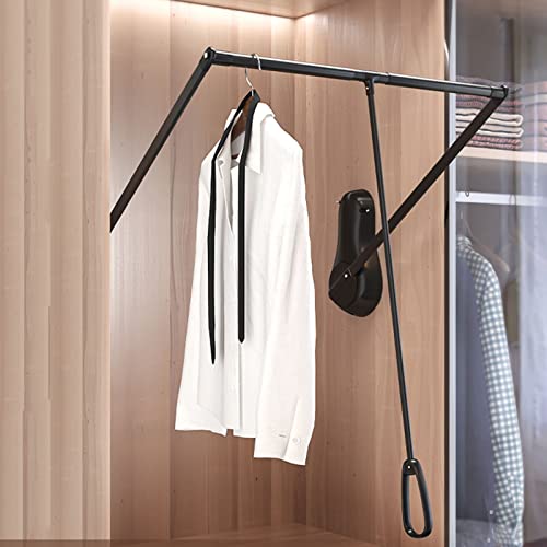 Pull Down Closet Rod,Adjustable Width,Softly Close The Closet Rail,Lift Storage System,Closet Hanger Rod For Hanging Clothes(650~850Mm) #TOP5