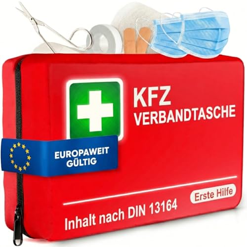 PURAHELP® Erste Hilfe Set Auto [DIN 13164] - Verbandskasten Auto StVO Konform für 2026 - KFZ Verbandskasten & Sanikasten - Kompaktes Notfallset für Fahrzeuge - Auto Verbandsset nach aktueller Norm