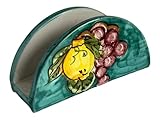Handmade Italian Ceramic Napkin Holder - Lemon Design - Decorative Kitchen & Dining Table Accessory - Rustic Mediterranean Style - Unique Gift From Italy