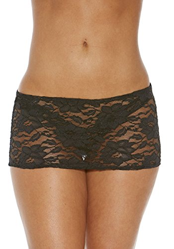 Bodyshotz Women's Sheer Floral Lace Skirt, Black, One Size