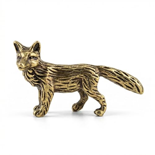 Mini figura de zorro de latón pequeña para decoración