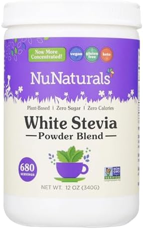 NuNaturals White Stevia Powder Blend, Sugar-Free Sweetener, 12 oz