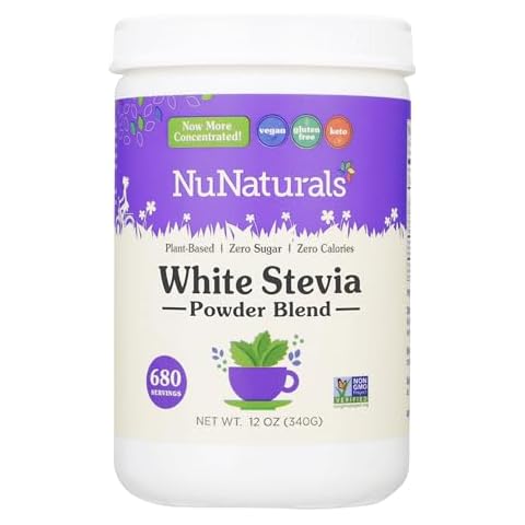 NuNaturals White Stevia Powder, Plant-Based Sugar Substitute, Zero Calorie Sweetener, 12 oz Cover