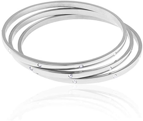 Sponsored Ad - Women's Stackable Set of 3 CZ Cubic Zirconia Bangles Bracelets