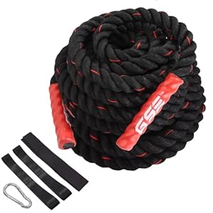 GSE Games & Sports Expert Gym Battle Rope, Heavy-Duty Workout Ropes for Indoor & Outdoor Workout, Exercise Rope for Strength Training – 30,40,50 Feet Lengths Available
