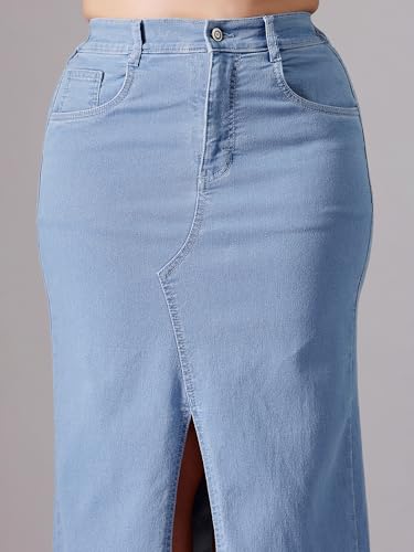 Image of Miss Chase A+ Women's Regular High Rise Above Knee Stretchable Denim Shorts & Skirts