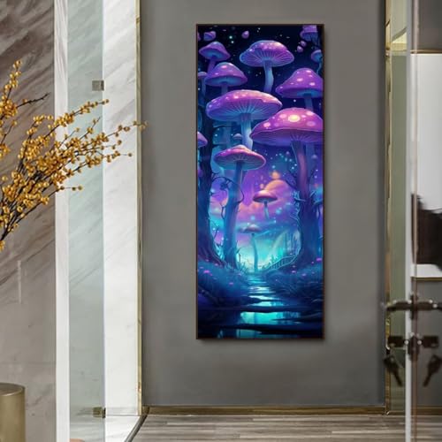Diamond Painting Grand,Champignon De Rêve 5D Peinture Diamant Adulte Kit Complet,Full Drill DIY Diamant Painting Diamant Strass Point de Croix Kits pour Murale Décor Gifts 60x180cm/24x71in D-98