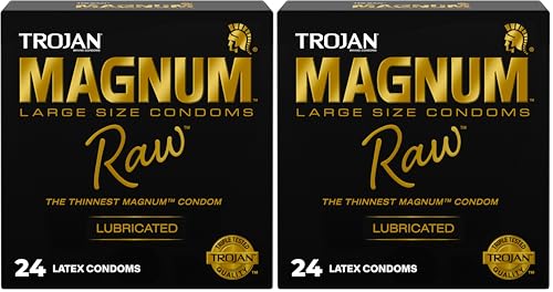 Image of TROJAN Magnum Raw Large Size Thin Condoms, Magnum Condoms, 24 Count (Pack of 2)