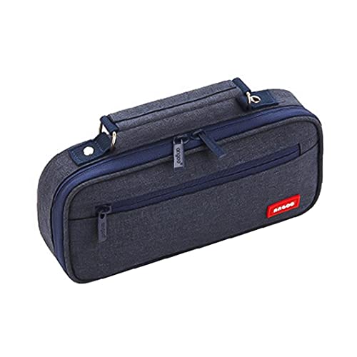 TROUSSE grande capacité toile portable Pen Pouch multiple Compartiment Double fermeture à glissière école cosmétiques Bureau Organisateur Bleu, Fournitures de bureau Cover