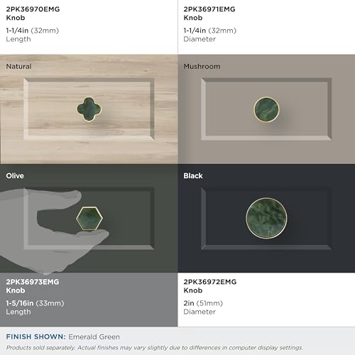 Amerock 2 Pack 1-5/16" Geometric Accents Gold/Emerald Green Cabinet Knob by Amerock - Used condition - Image 2