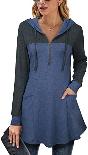 Vivilli Tunic Tops for Leggings for Women Dressy Lightweight Hoodie Women 2021 Fashion Pullover Maternity Swing Sweatshirts Cotton Blouses Work Tops for Leggings Blue Grey_2 Large