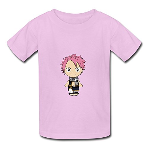 QDJT Youth Natsu Dragneel Fairy Tail Kids Boys And Girls T-Shirt - L Pink