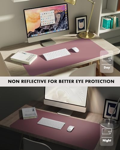 Image of YSAGi Double-Sided Desk Pad, 31.5 inchx15.7 inchLeather Desk Mat, Eco Cork Desk Pad Protector,Large Mouse Pad,Waterproof Desk Blotter for Office /Home(Dark Pink)
