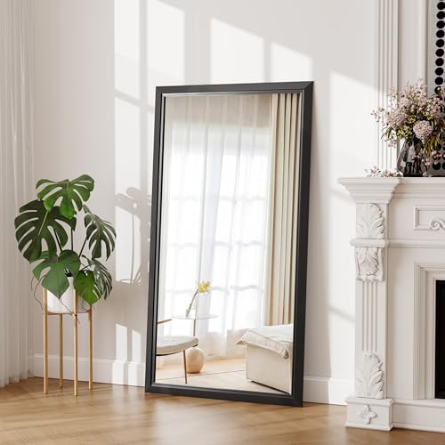 Image of 30x55 Inch Black Framed Bathroom Mirrors for Over Sink | Wall Mirrors for Bathroom Sink, Bathroom Vanity Mirror, Rectangle Farmhouse Mirror, Bedroom, Living Room, Entryway