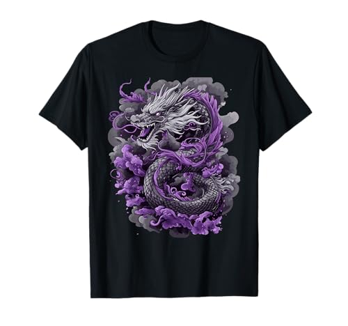 Asexual Japanese Dragon Ace Pride Flag Colors Clouds T-Shirt