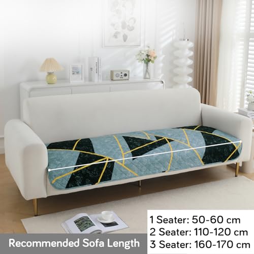 Image of HOKIPO 'Elira Series' Polyester Blend Digitally Printed Water Repellent + Waterproof Sofa Seat Mat for 1 Seater Sofa - Multicolor Abstract Geometry (AR-5241-C10*1)