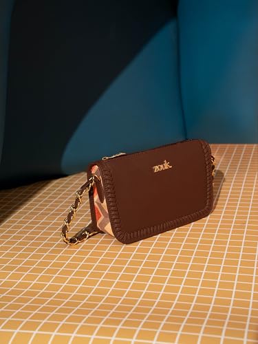 Image of ZOUK Small Shoulder Bag Bag for Women | Stylish Vegan Leather Shoulder Bag with Gold Chain Handle | Water-Resistant | Chic & Handcrafted Purse |