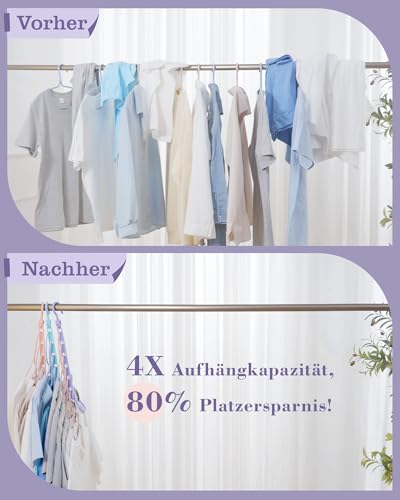 Latoxcaa Kleiderbügel Platzsparende, 8 Stück Magic Hangers mit 6 Löchern & 360° Drehung, Bunte Kleiderhaken aus Robustem Kunststoff, Schrank Organizer für Schwere Kleidung, Ideal für Mädchenzimmer