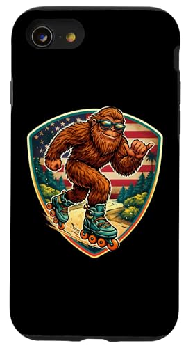 Sasquatch Rollerblading�r�b�O�t�b�g�V���J���[���[�u���[�h�A�����J�� �X�}�z�P�[�X iPhone SE (2020) / 7 / 8 �p