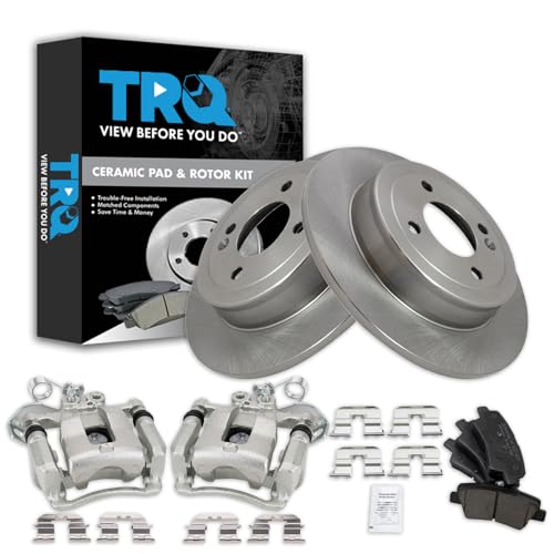 Image of TRQ Rear Brake Pad and Rotor Set Ceramic Solid Rotors Calipers | For 2012-2016 Kia Rio