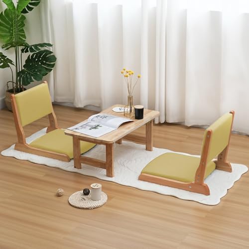 Image of Japanese Floor Chair with Back Support, Foldable Meditation Chair, Legless Tatami Chair with Cushion, Floor Seat for Living Room, Bedroom, Bay Window (1, Green)