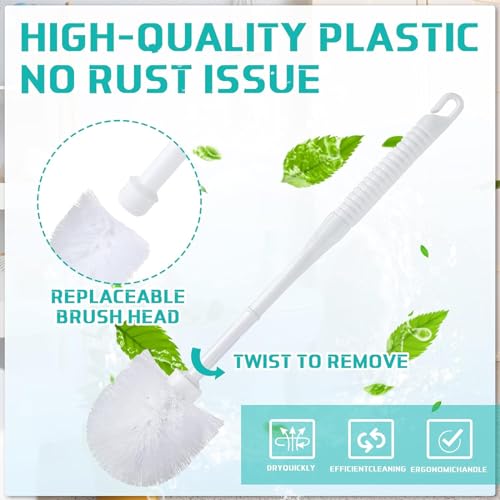 Image of Roshtia 24 Sets Toilet Brush and Holder Set for Bathroom Toilet Bowl Brush Scrubber with Caddy for Deep Cleaning, 14.57 Height (White)