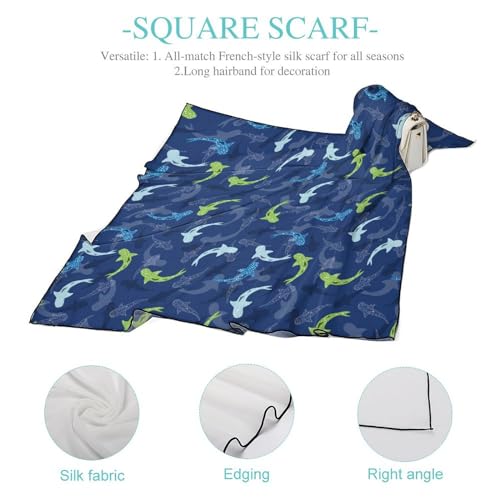 Whale Shark Large Square Head Scarves Silk Scarf for Women Wrap Neck Scarf Lightweight Bandana4