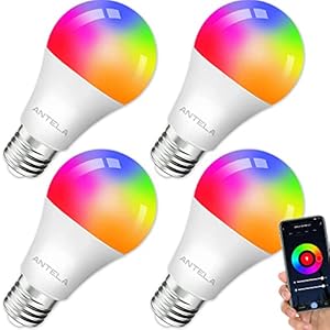 ANTELA Alexa Lamp WLAN Light Bulb E27, 9 W LED RGB Bulb, Warm White (2700 K) Cool White (6500 K), App Control Compatible with Alexa, Google Home, 4 Pieces