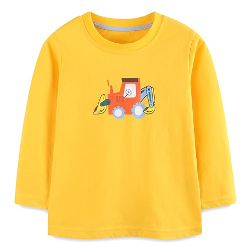 Pilipulu Camiseta de Manga Larga Niño, Pack de 2 Camisetas de Algodón, T-Shirt Bebé Niños de Dinosaurio para Infantiles 2 Años, Autos 1