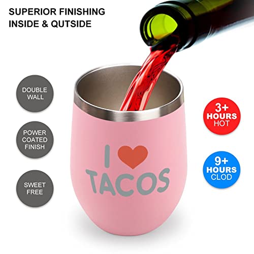 I Love Tacos Heart Lovely Stainless Steel Insulated Cup Small Coffee Mug Fashion Travel Tumblers With Lid #TOP3