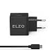 Produktbild ELZO Quick Charge 2.0 USB Schnellladegerät 18W Schnellladegerat Wandladegerät Adapter mit Micro USB Kabel Schnelleren Aufladen für Samsung/LG/Nexus/Motorola und Andere USB Ladende Geräte,Schwarz