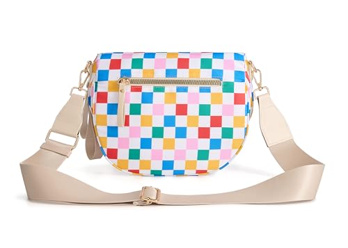 Image of FEIBOON Spacious Checkered Nylon Crossbody Bag Bum Bag Handbags Wallets for Women