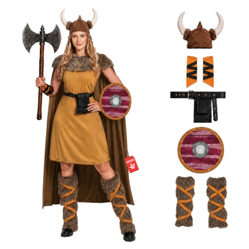 Fun Shack Disfraz Vikinga Mujer, Disfraz Nordico Halloween Mujer, S