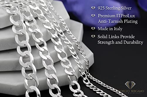 Giorgio Bergamo 925 Italian Sterling Silver 2mm - 10mm Solid Cuban Chain, ITProLux Curb Link Necklace & Bracelet4