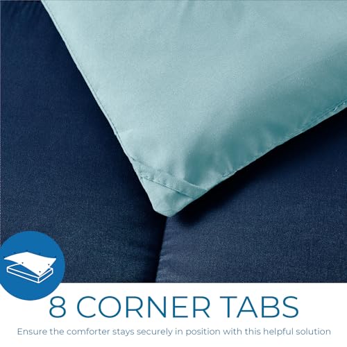 Image of Nestl Oversized King Comforter Set, Quilted Down Alternative, All Season, Blue /Light Blue, 3 Piece (1 x Quilt, 2 Pillow Shams), Classic Style