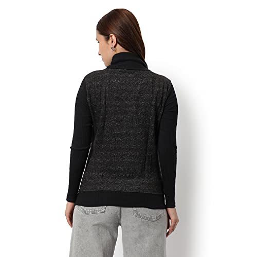 Image of Campus Sutra Women's Cotton High Neck Sweatshirt