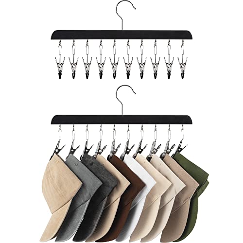 StorageWorks Hat Rack, Closet Organizer and Storage for Baseball Caps,Set of 2 with 10 Adjustable Stainless Steel Clips, Fits All Caps, Black by StorageWorks - Used condition - US$11.67