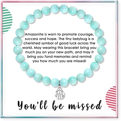 SOLINFOR Coworker Leaving Gifts, Retirement Gifts for Women - Amazonite Beads Farewell Bracelet - Moving Away Goodbye Going Away New Job Good Luck Jewelry Gift Idea for Friends Boss