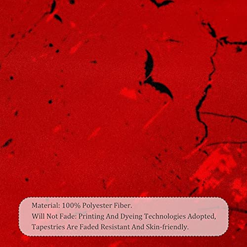 Deyya Blood Red Halloween Haunted House Bat Tapestry For Bedroom Aesthetic Vertical Tapestries Wall Hanging Room Dorm Party Decoration 90X56 Inch #TOP4