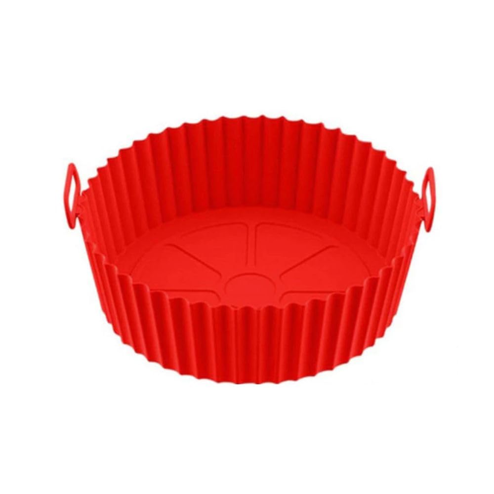 Forma de Silicone Redonda 20cm x 4,5cm para Air Fryer Forno (Vermelho)