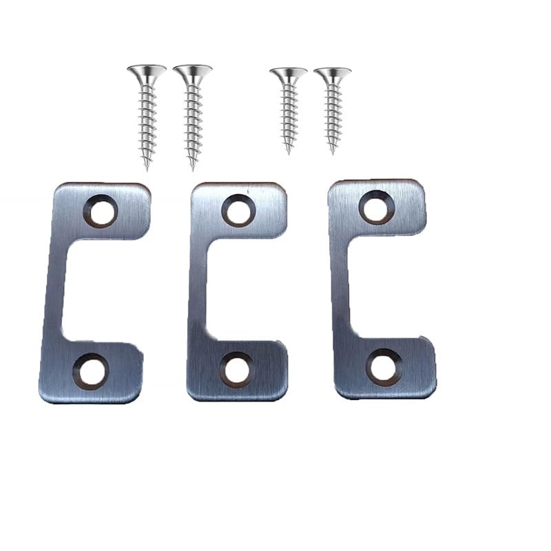 PGQIQGNM Adjustable Door Strike Plate, Metal Deadbolt Strike Plate Door Hole Cover Plate Extra Security Door Lock Deadbolt Locks Electronic Locks with Threaded Screws for Home and Hotel Rooms (3 pcs)