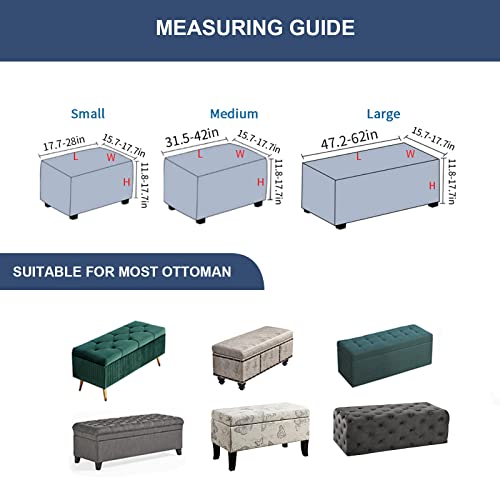 Fuangui Ottoman Cover Stretch Storage Ottoman Bench Slipcover Jacquard Folding Storage Bench Ottoman Cover Footrest Stool Slipcover Footstool Protector Cover With Elastic Bottom,(80-110Cm,M, 19) #TOP5