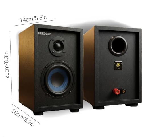 Image of P3.5 Passive Bookshelf Speakers, 2-Way Audio System, Blue Woofer Cone, Black and Grey, Pair